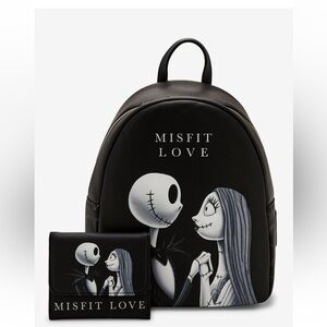 Loungefly - Jack & Sally Misfit Love —Bundle of Mini Backpack and Wallet